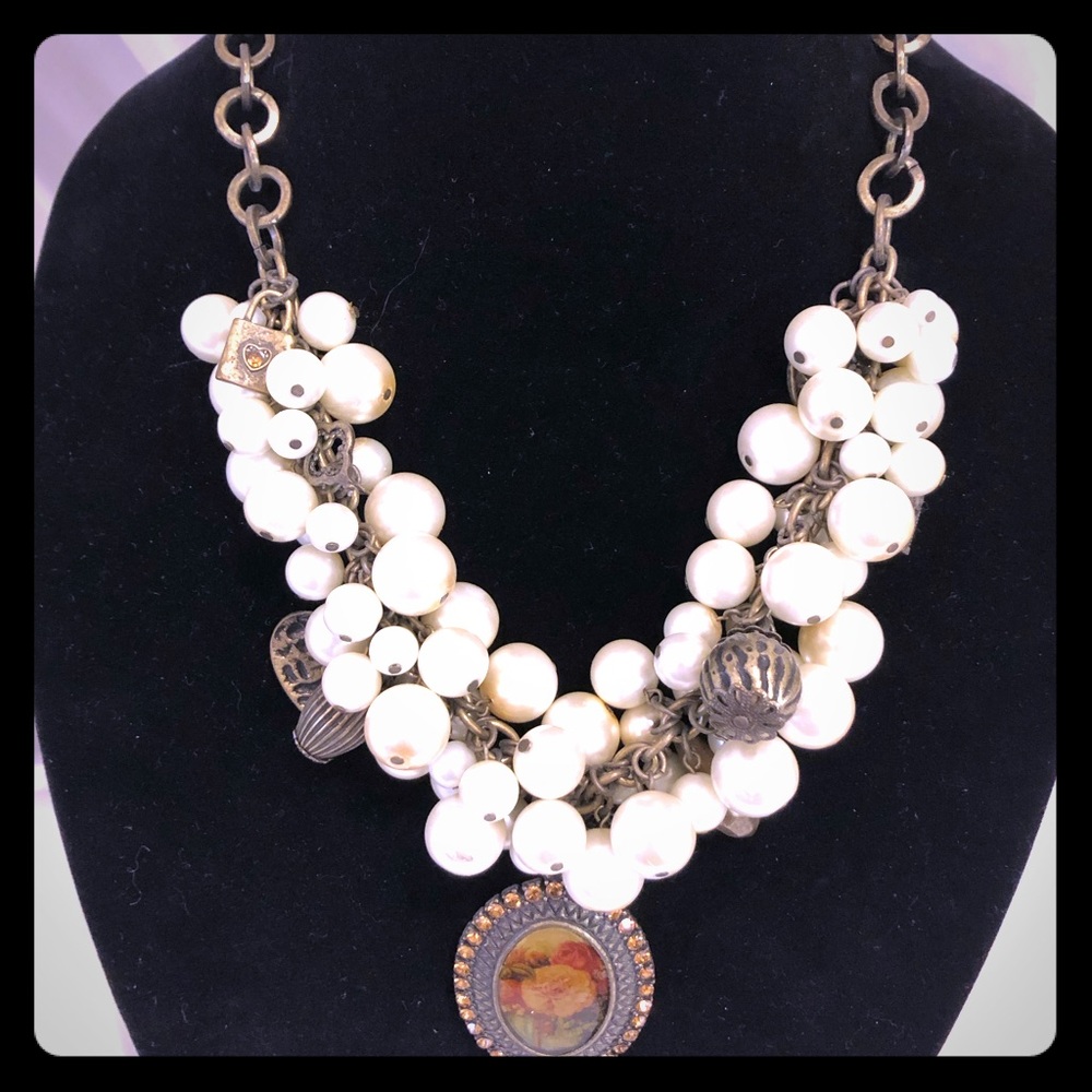 Statement pearl and vintage cameo necklace